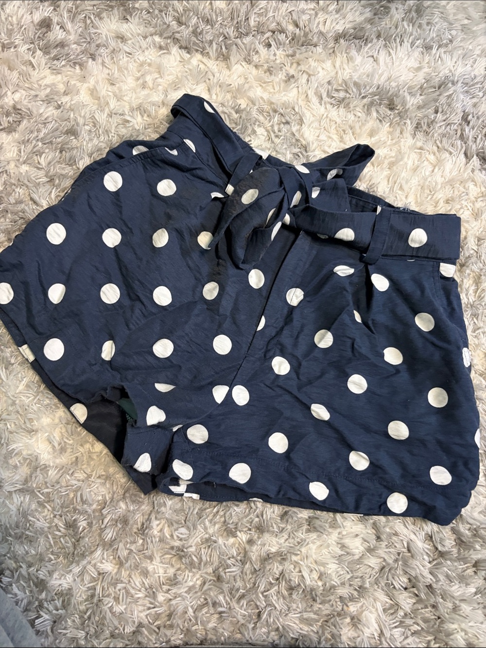 LC Lauren Conrad Navy Blue Polka Dot Tie-Waist Shorts